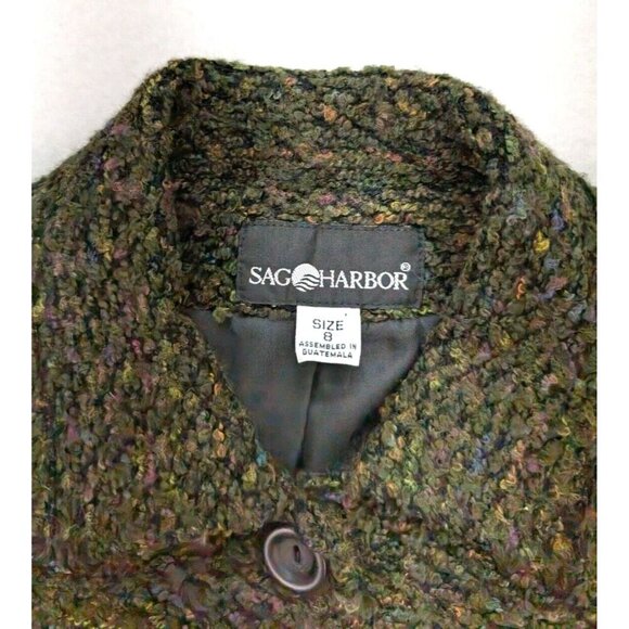Sag Harbor Women's Blazer Jacket Size 8 Green Textured - Picture 3 of 10